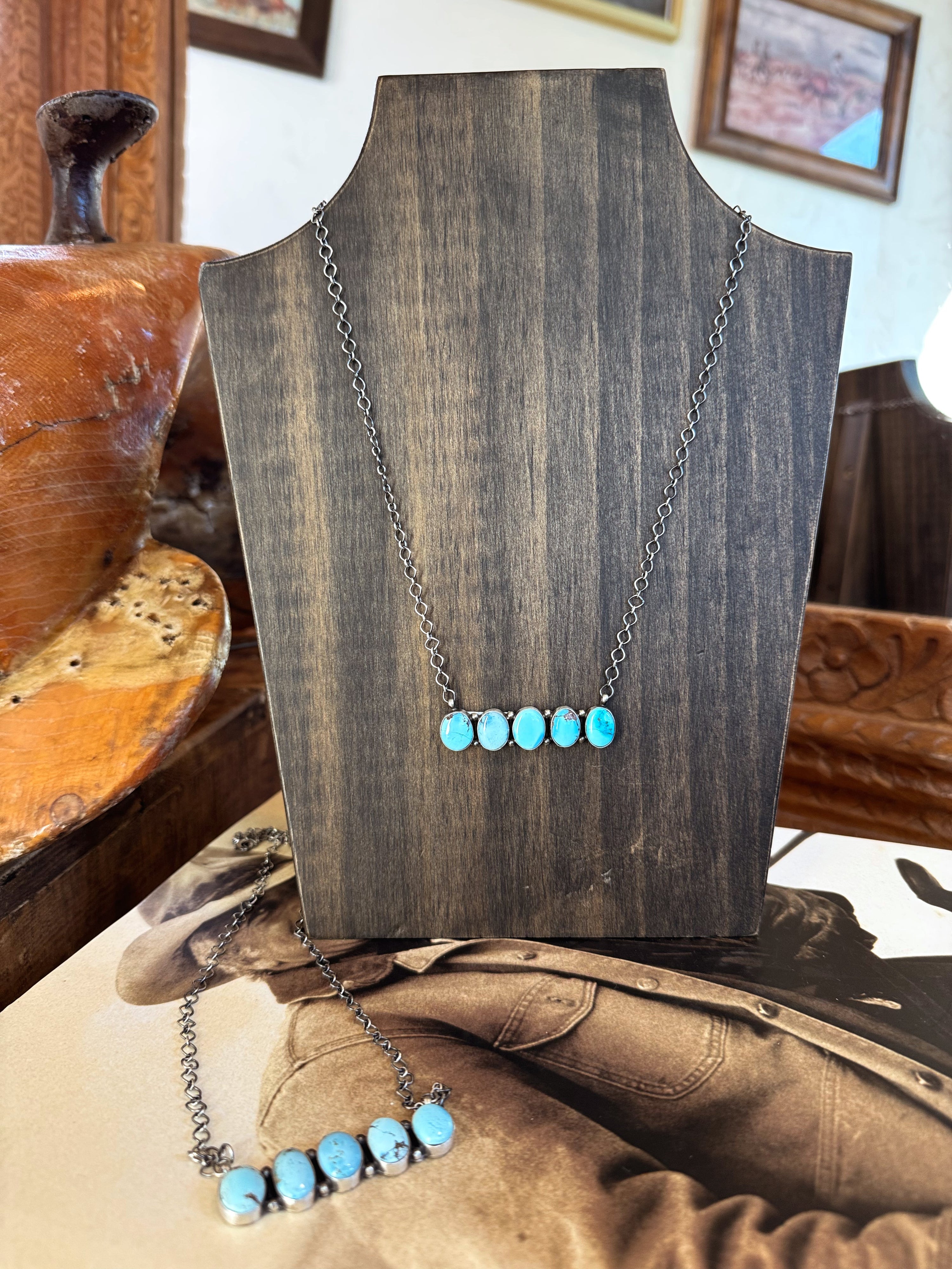 The Golden Turquoise Bar Necklace