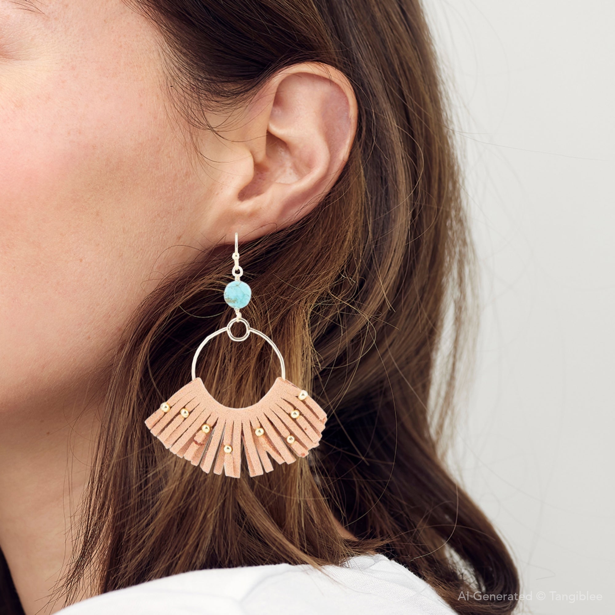 Pueblo Blue Magnesite Golden Fringe Earrings