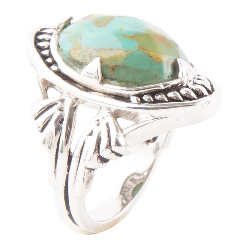 Sweet Dreams Faceted Blue Turquoise and Sterling Silver Ring